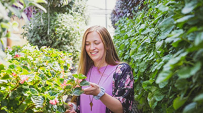 Garden woman in purple