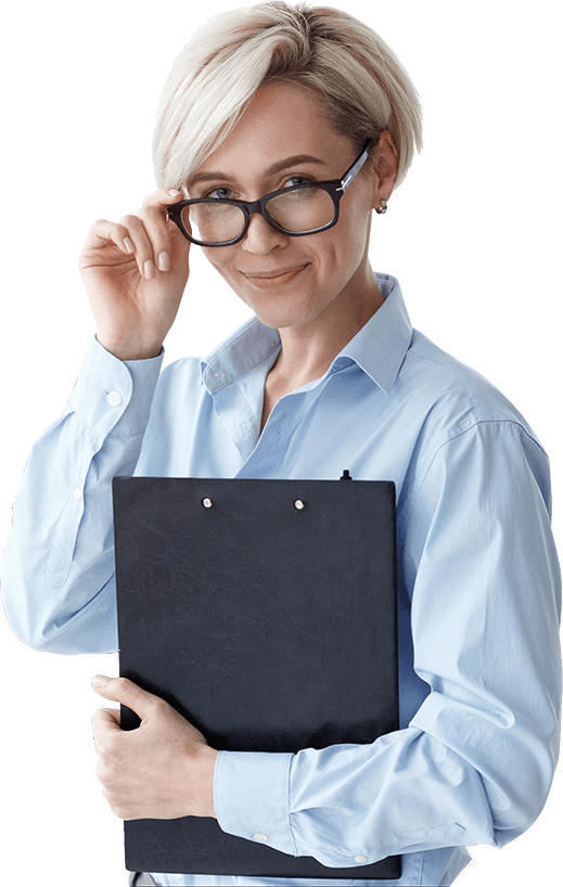 Woman psychologist holding a folder